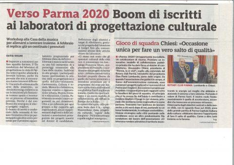 Incontro con Alessandro CHIESI – Presidente di “Parma io ci sto!” – Mercoledì 16 Gennaio 2019