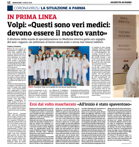 Intervista della Gazzetta di Parma al nostro Presidente Prof. Riccardo VOLPI – 1 Aprile 2020